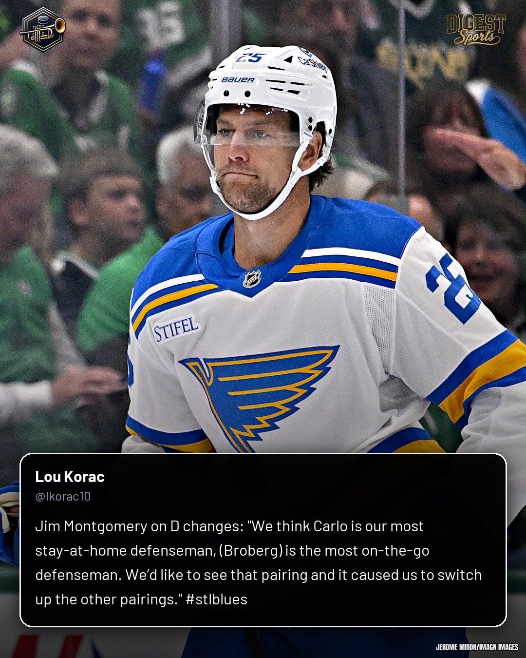 Montgomery Explains Blues Defensive Pairing Shakeup
